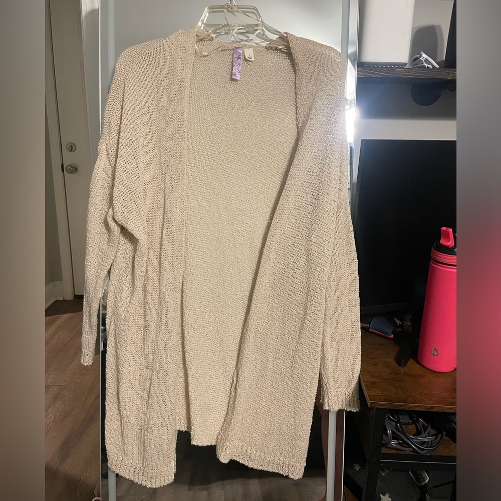 Cozy Beige Open-Front Cardigan